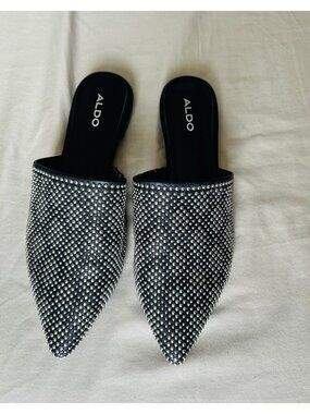 Aldo Black Miles Wits Silver Aceents Women’s Shoes Size 7 .5